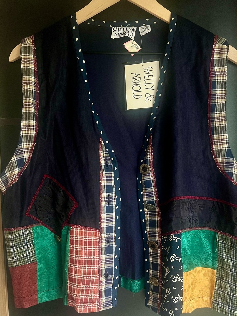 NWT (vintage) Eclectic Patchwork Vest Boho Festival Layering Piece Size L